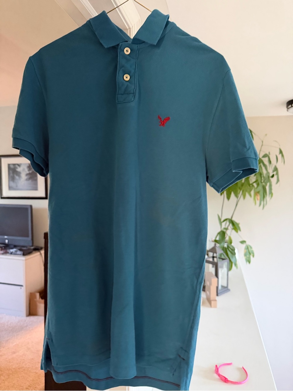 American Eagle Polo Teal XS Athletic Fit